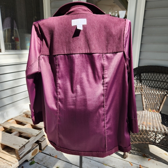 Maggie McNaughton Shirt Jacket Midweight Faux Suede Long Length Rich Plum Color - Picture 8 of 12